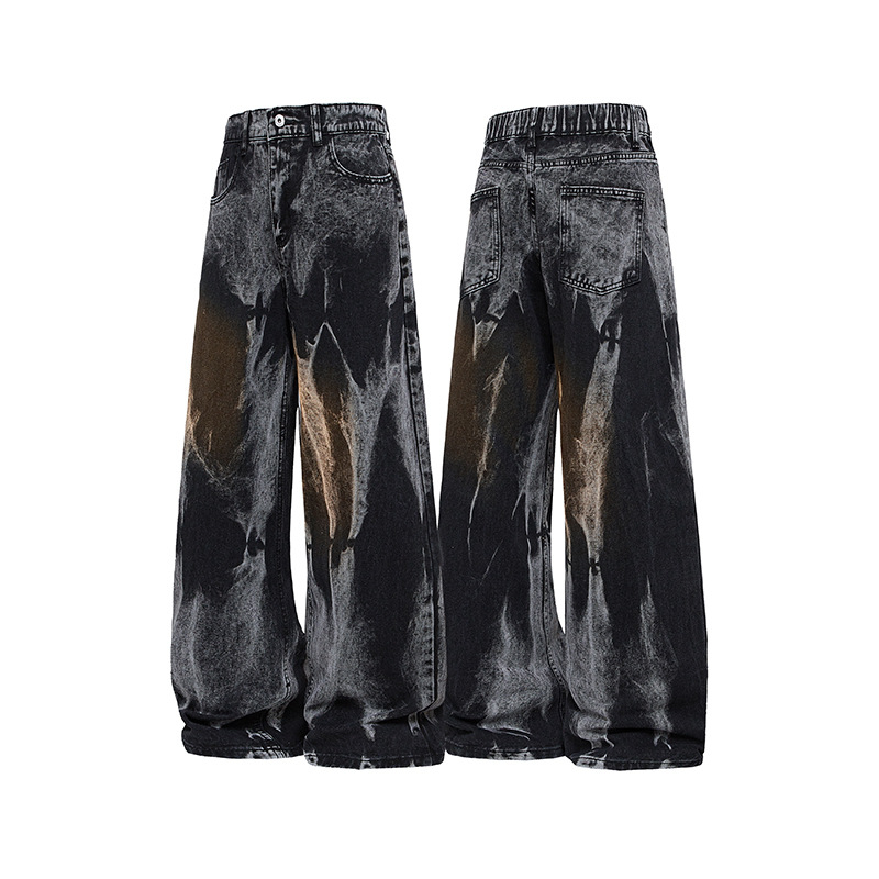 Blugi Tie-Dye – Cleanfit, talie medie, fermoar, lungime 3/4 (denim, 100% acetat)