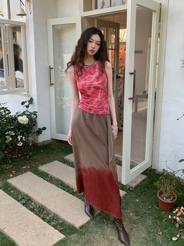 Fustă midi oversized din bumbac cu imprimare – stil retro literatură și artă, primăvara 2023