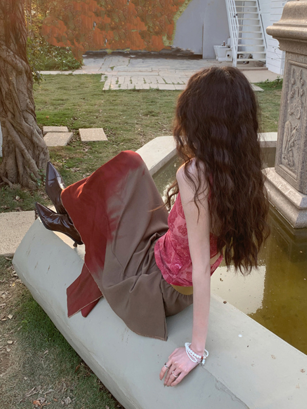 Fustă midi oversized din bumbac cu imprimare – stil retro literatură și artă, primăvara 2023