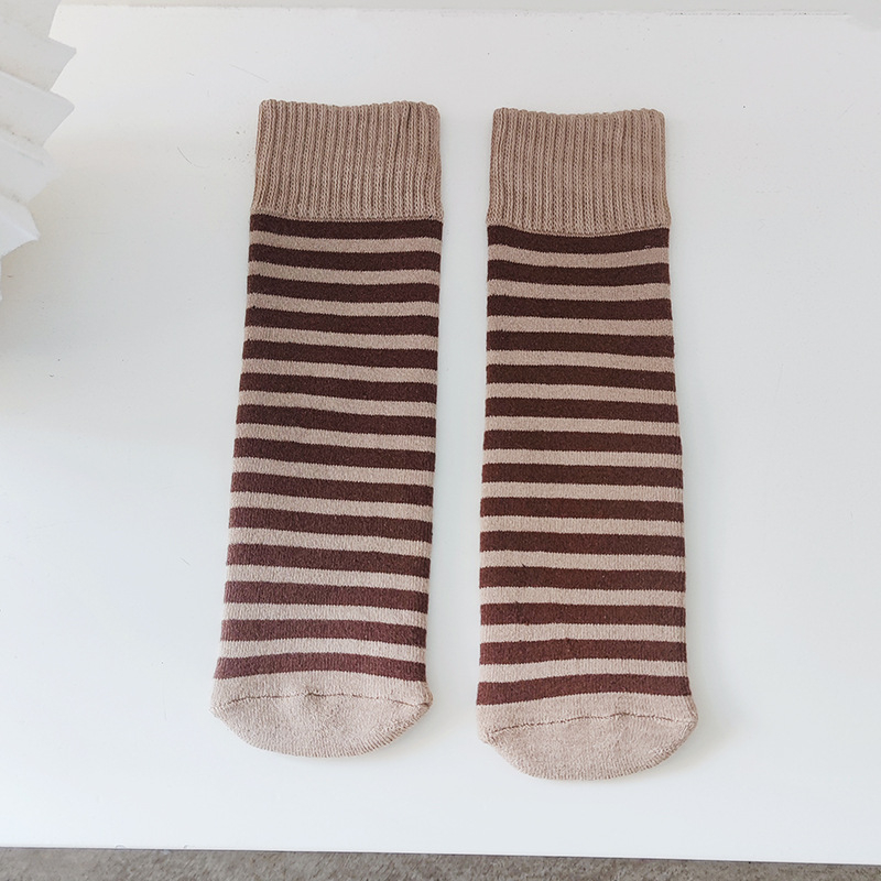 Dječje debeli fleece-om podstavljene dugačke čarape s prugama, unisex, za uzrast 3–8 godina