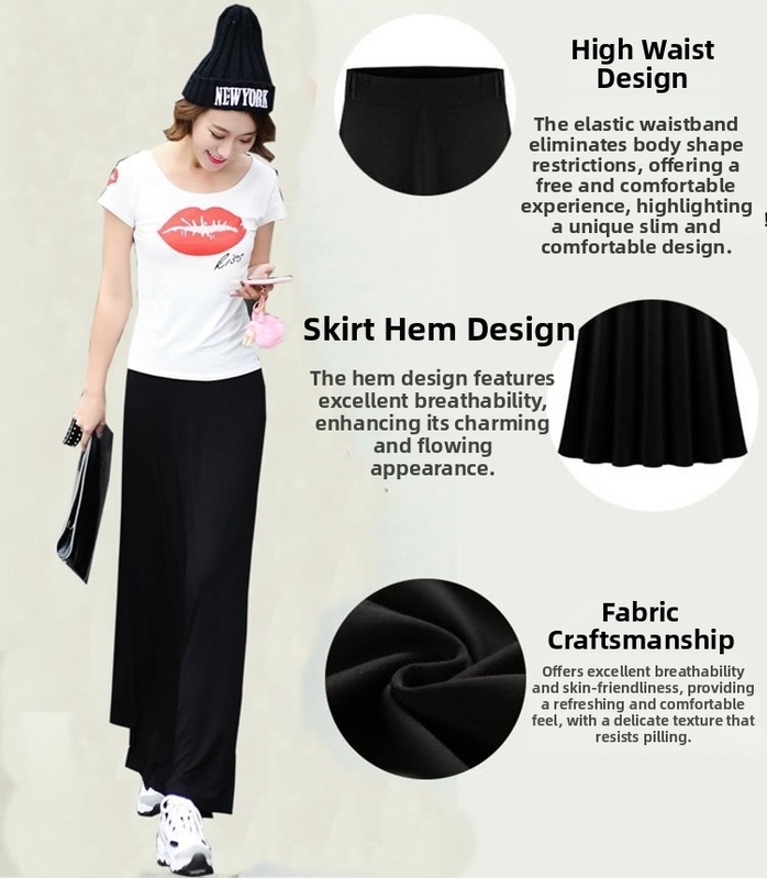 Modalna A-linijska midi suknja, 90-95% modal, Spandex <30%, casual stil