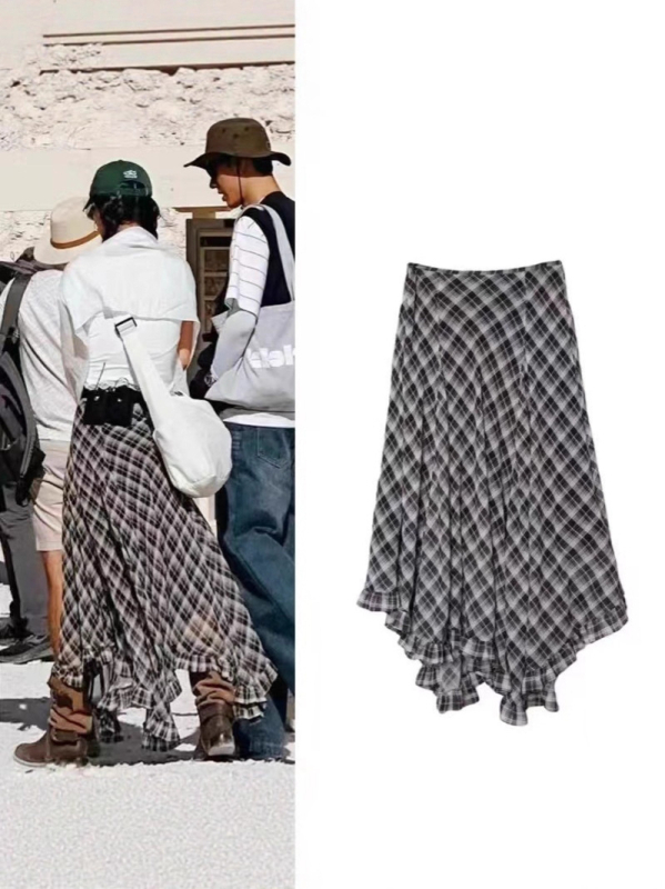 Suknja Type A s 3D učinkom, digitalni ispis na Chenille tkanini, duga suknja