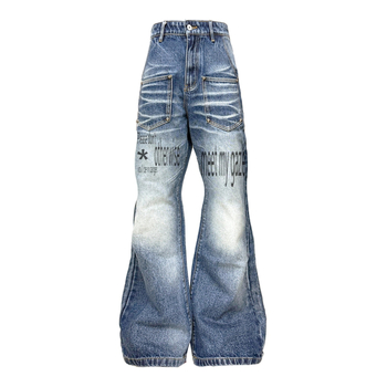 Muške traperice u vintage stilu, ravni kroj, srednji pojas, 60% pamuk, rivet detalji