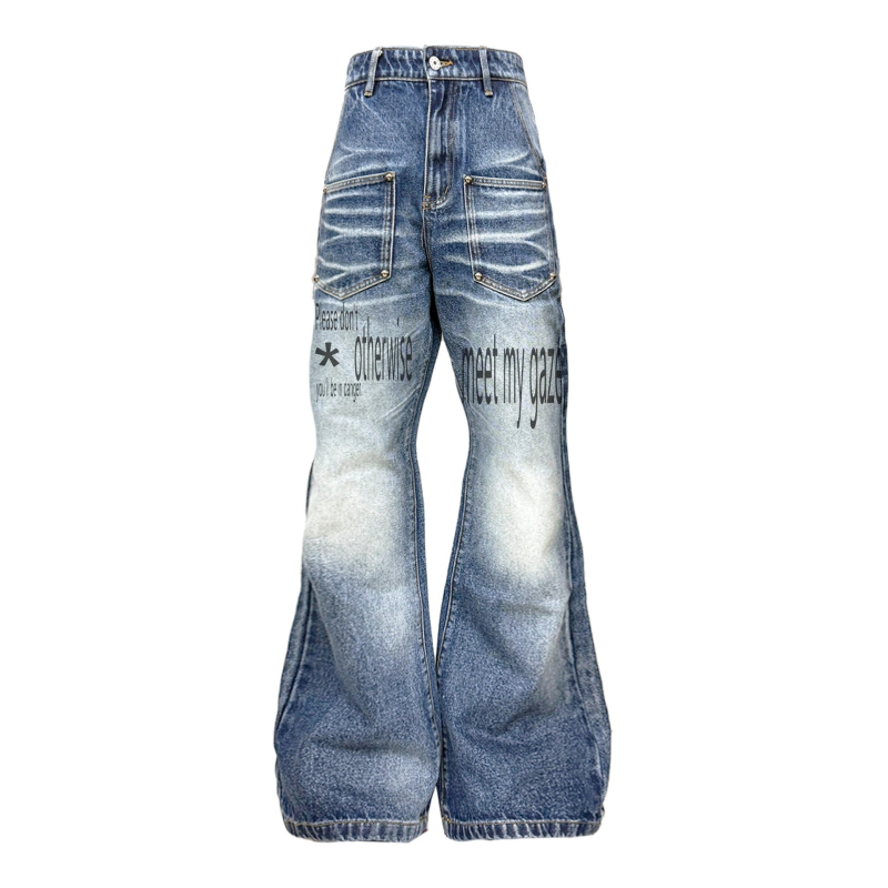Muške traperice u vintage stilu, ravni kroj, srednji pojas, 60% pamuk, rivet detalji