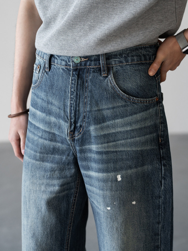 Traperice s ravnim krojem, srednji pojas, zip, pamučni rastezljivi denim, 100% pamuk