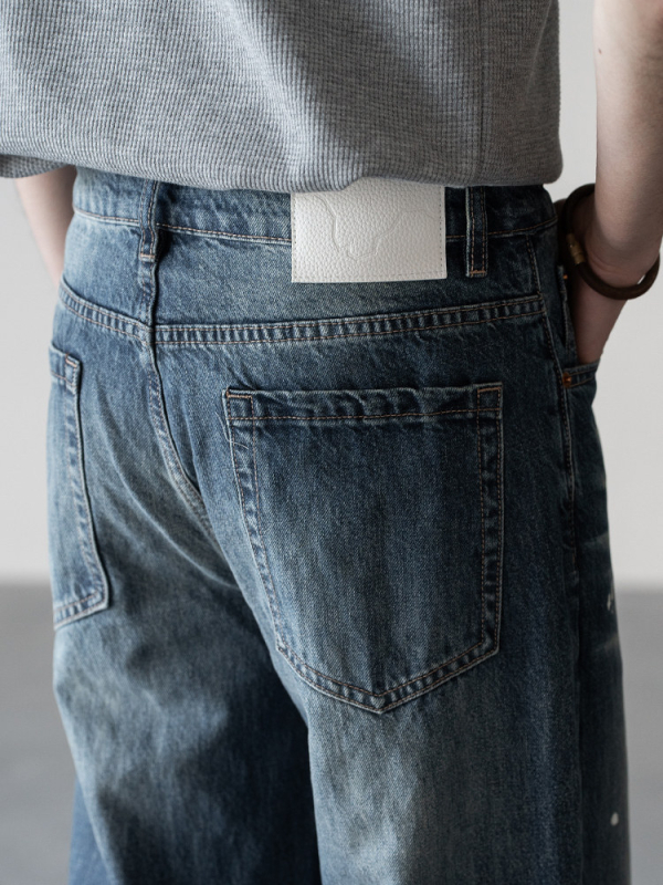 Traperice s ravnim krojem, srednji pojas, zip, pamučni rastezljivi denim, 100% pamuk