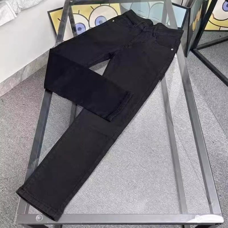 Muške traperice s izvezenim orlom, pamuk denim – uski kroj, srednji pojas, zip, mikroelastika