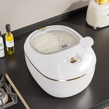 Spremnik za skladištenje riže — prehrambene kvalitete, zatvoren, otporan na vlagu i štetočine, PP plastika, kapacitet 9–10 L