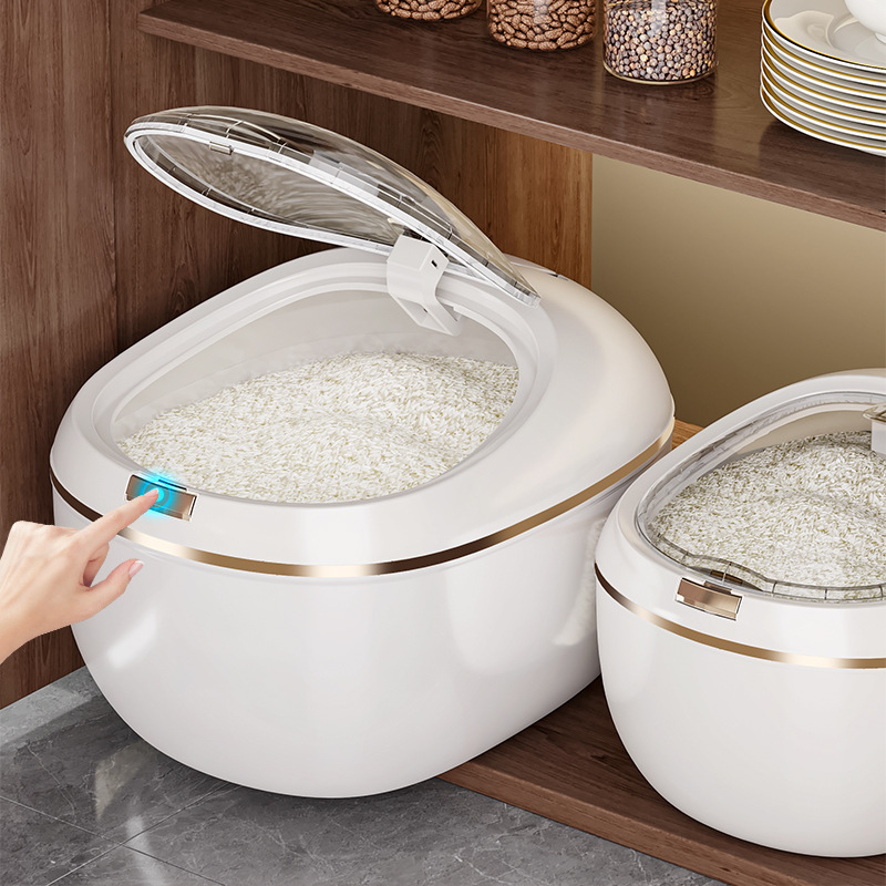 Spremnik za skladištenje riže — prehrambene kvalitete, zatvoren, otporan na vlagu i štetočine, PP plastika, kapacitet 9–10 L