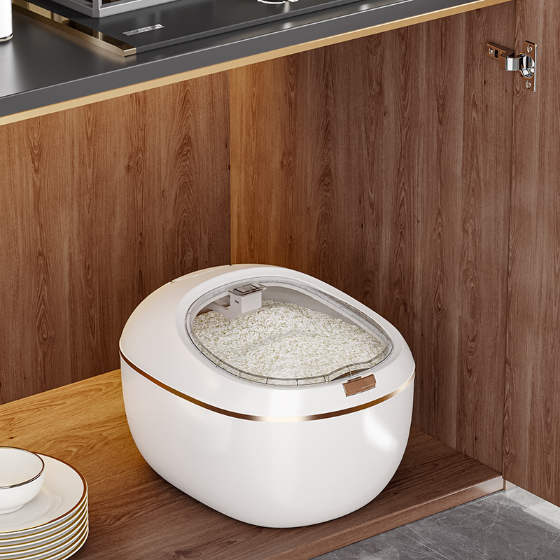 Spremnik za skladištenje riže — prehrambene kvalitete, zatvoren, otporan na vlagu i štetočine, PP plastika, kapacitet 9–10 L