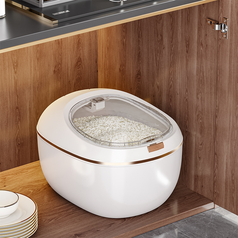 Spremnik za skladištenje riže — prehrambene kvalitete, zatvoren, otporan na vlagu i štetočine, PP plastika, kapacitet 9–10 L