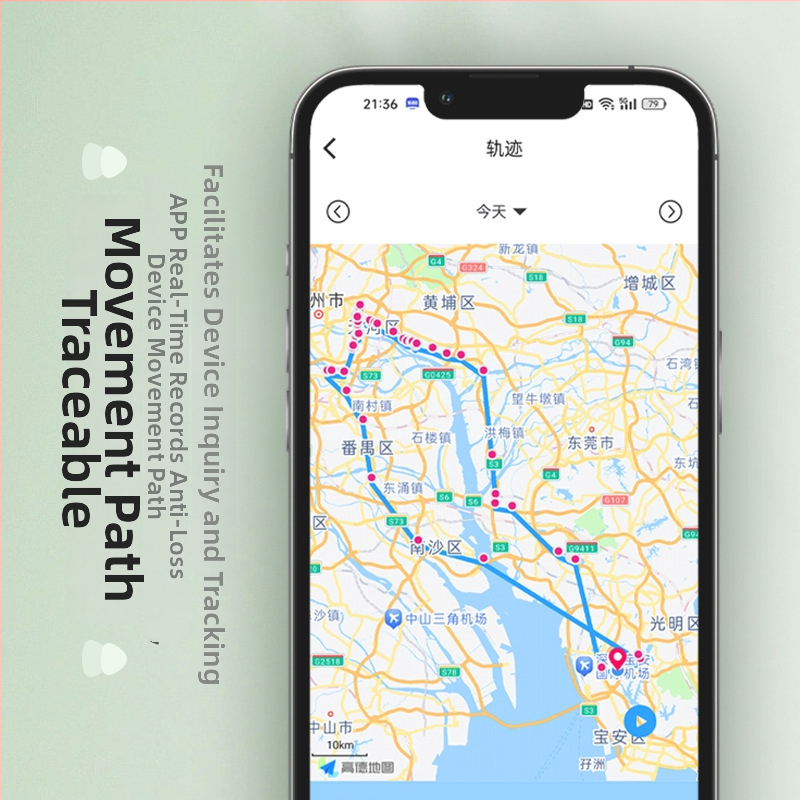GPS track­er D07 za starije osobe, djecu, kućne ljubimce i prtljagu, s baterijom od 210mAh, Android kompatibilan, krati domet 20 m i globalno praćenje pozicije.