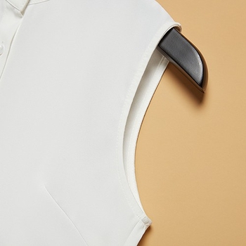 Ženska košula bez rukava s polo ovratnikom, minimalistički stil, 100% pamuk, Regular Fit, prednje kopčanje