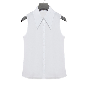 Ženska košula bez rukava s polo ovratnikom, minimalistički stil, 100% pamuk, Regular Fit, prednje kopčanje