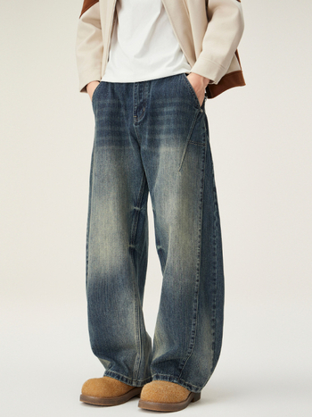 Džins hlače ravnih nogavica, srednji pojas, zatvarač, pamuk-denim 82,7%