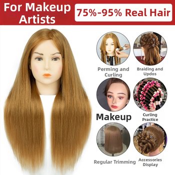 Glava za vježbanje pletenja kose sa smjesom svile, duga kosa, prirodan stil, D1 model, za trening pletenja kose, nije pogodno za bojanje na visokim temperaturama