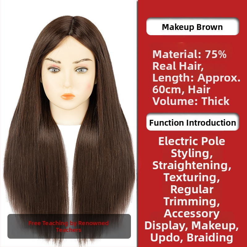 Glava za vježbanje pletenja kose sa smjesom svile, duga kosa, prirodan stil, D1 model, za trening pletenja kose, nije pogodno za bojanje na visokim temperaturama