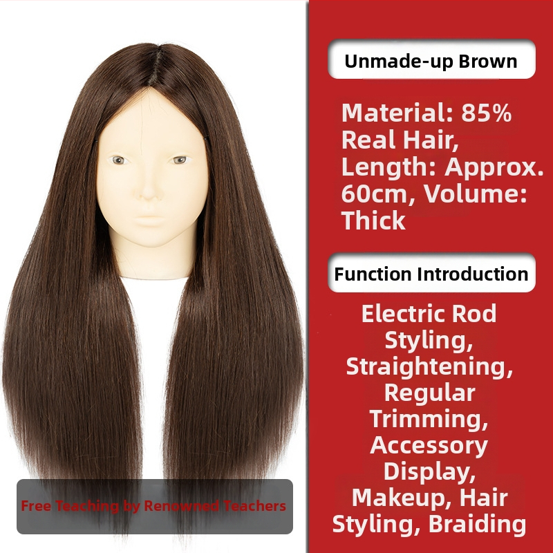 Glava za vježbanje pletenja kose sa smjesom svile, duga kosa, prirodan stil, D1 model, za trening pletenja kose, nije pogodno za bojanje na visokim temperaturama