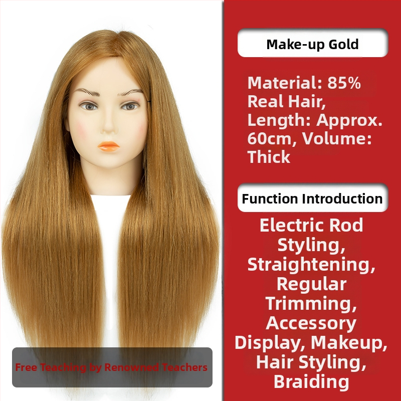 Glava za vježbanje pletenja kose sa smjesom svile, duga kosa, prirodan stil, D1 model, za trening pletenja kose, nije pogodno za bojanje na visokim temperaturama