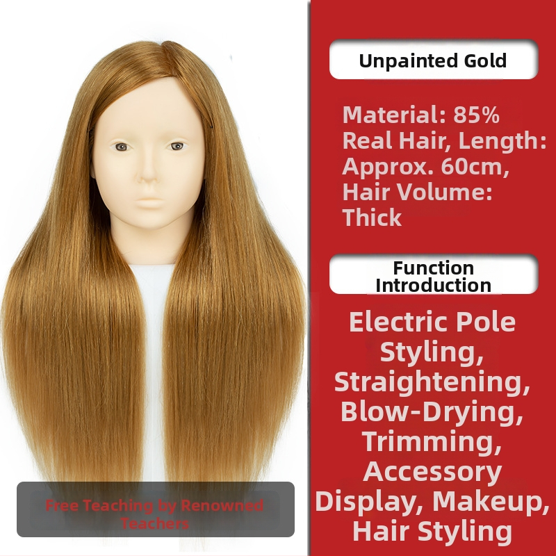 Glava za vježbanje pletenja kose sa smjesom svile, duga kosa, prirodan stil, D1 model, za trening pletenja kose, nije pogodno za bojanje na visokim temperaturama