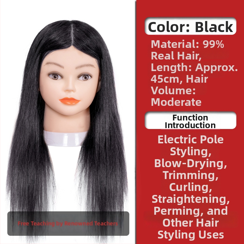 Glava za vježbanje pletenja kose sa smjesom svile, duga kosa, prirodan stil, D1 model, za trening pletenja kose, nije pogodno za bojanje na visokim temperaturama