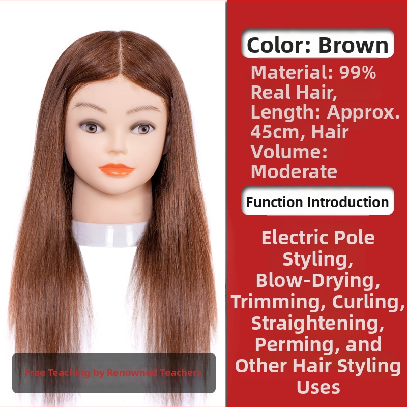 Glava za vježbanje pletenja kose sa smjesom svile, duga kosa, prirodan stil, D1 model, za trening pletenja kose, nije pogodno za bojanje na visokim temperaturama