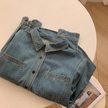 Pamut ing galléros reverrel, hosszú ujjú, egyenes szabás, őszi 2024