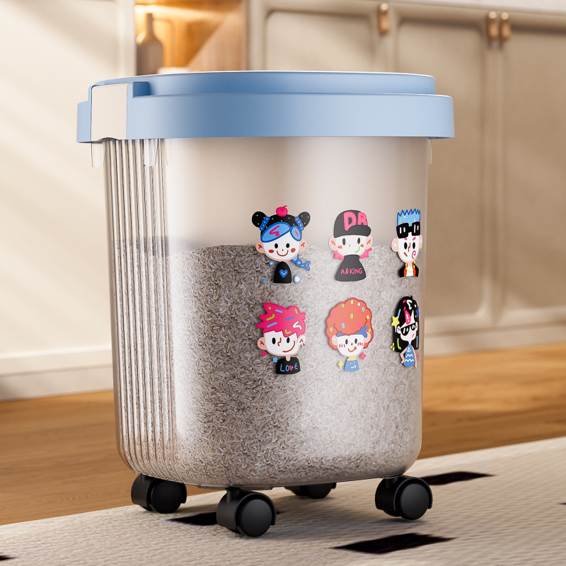 Skladišna posuda za rižu s kotačićima, hermetički zatvorena, otporna na vlagu i insekte, praćenje datuma, kapacitet 10 l i više, ABS plastika