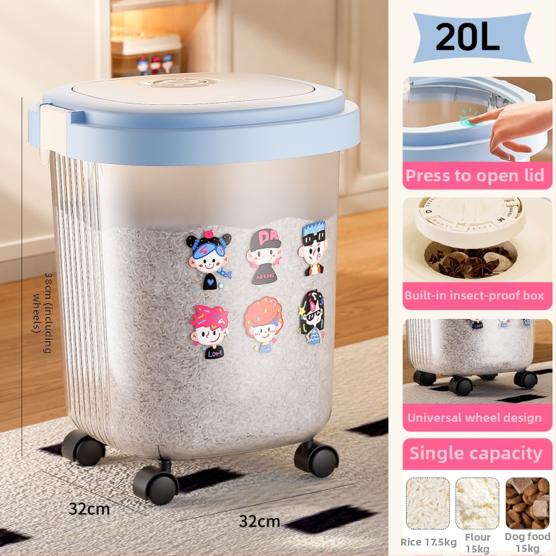 Skladišna posuda za rižu s kotačićima, hermetički zatvorena, otporna na vlagu i insekte, praćenje datuma, kapacitet 10 l i više, ABS plastika