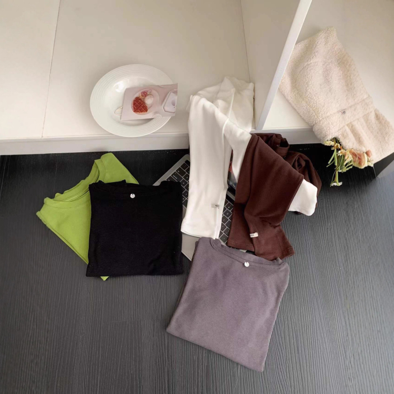 Majica od organskog pamuka, okrugli izrez, dugi rukavi, japansko-korejski ležerni stil