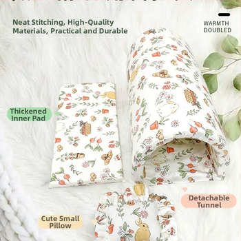 Zajčje gnijezdo s debelim toplim tunelom od pamuka – sladak uzorak, materijal: svileno cvijeće, gnijezdo za kućne ljubimce