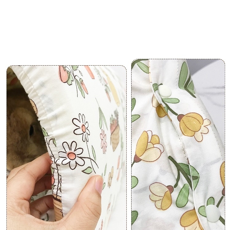 Zajčje gnijezdo s debelim toplim tunelom od pamuka – sladak uzorak, materijal: svileno cvijeće, gnijezdo za kućne ljubimce