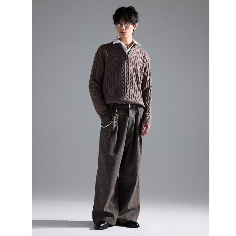 Široke hlače s detaljem zatvarača, pamuk–poliesterska smjesa, 100% poliester, duljina do poda