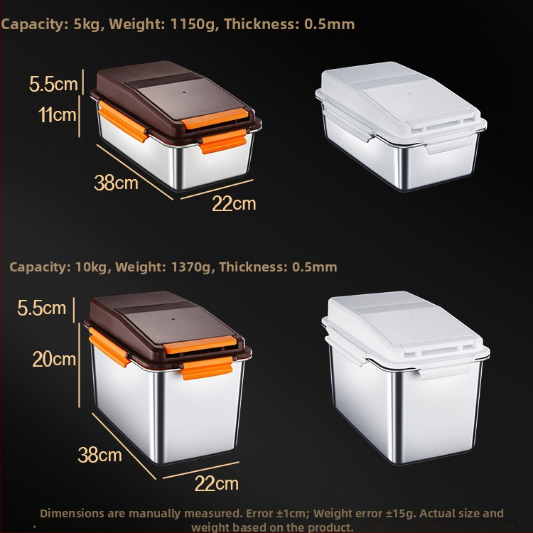 Kutija za skladištenje riže; 304 nehrđajući čelik; otporan na vlagu; zaštita od štetnika (Zapremina 9–10 L)