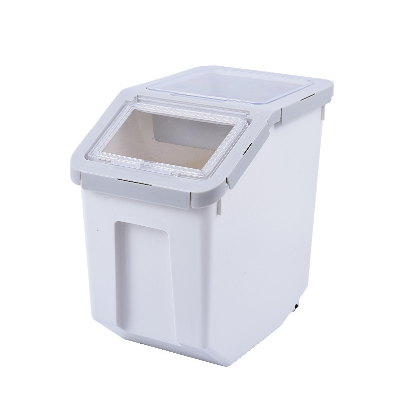 Kutyatáp tároló – nedvességálló, tárolásra alkalmas nassolnivalók és gabonafélék, PP anyag, 10 kg kapacitás