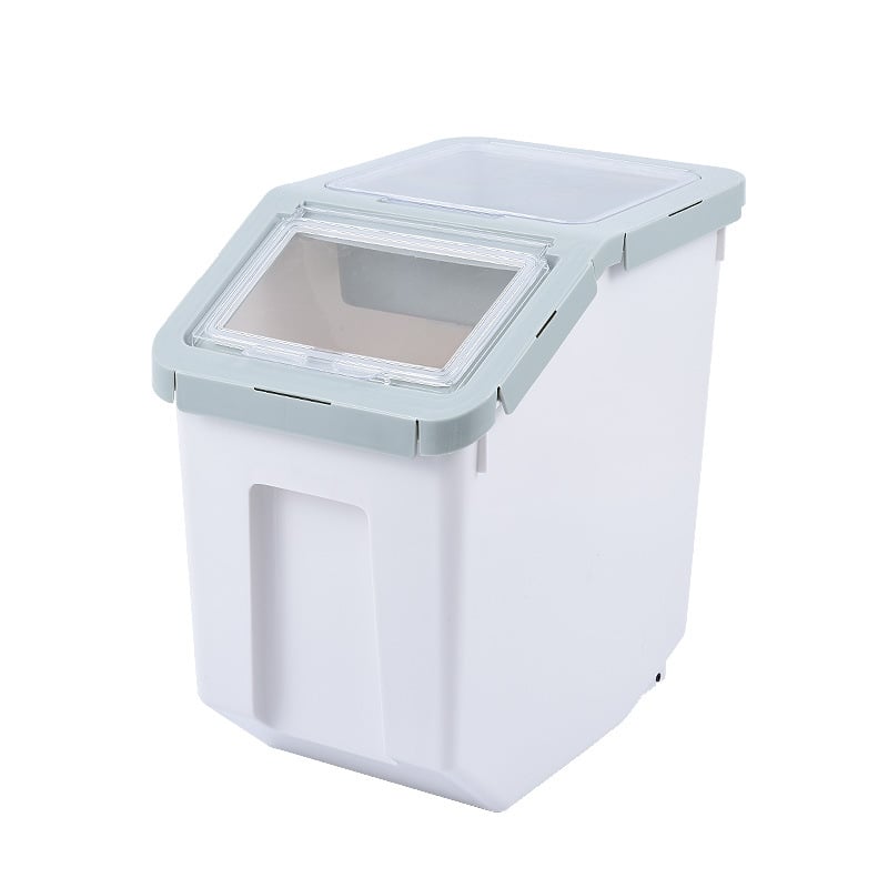 Kutyatáp tároló – nedvességálló, tárolásra alkalmas nassolnivalók és gabonafélék, PP anyag, 10 kg kapacitás