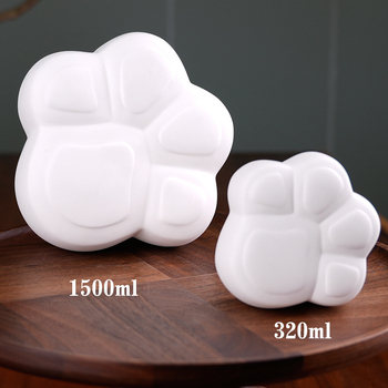 Recipient ceramic pentru ceai cu amprente de lăbuțe de pisică, capac sigilat, logo imprimat, stil modern minimalist