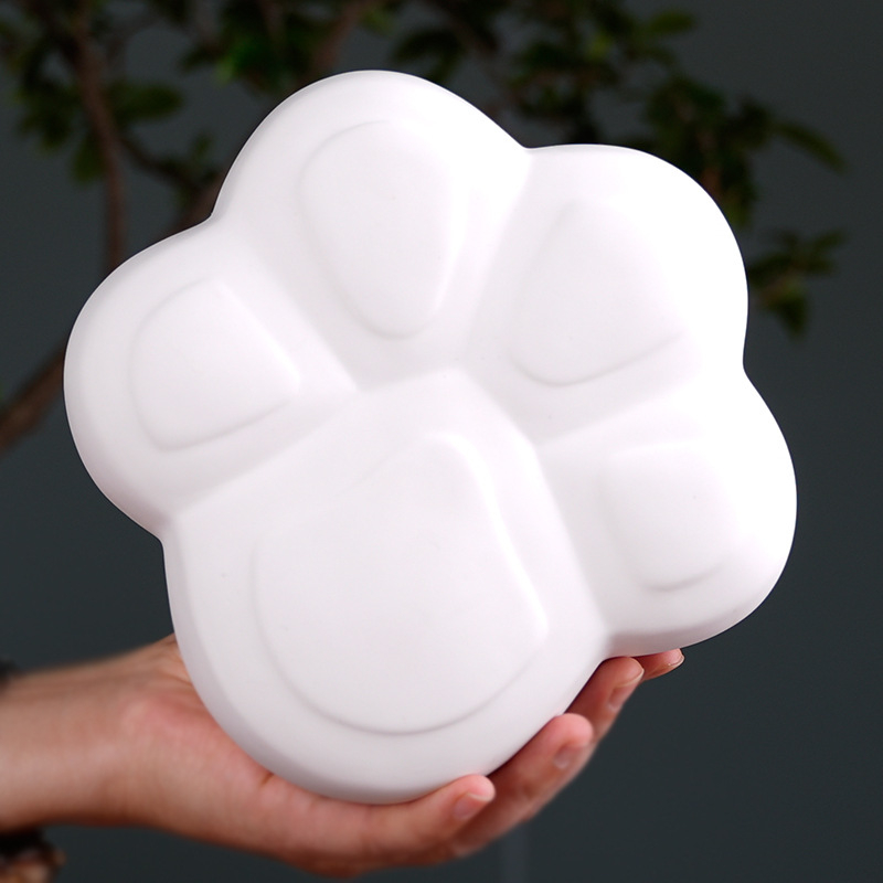 Recipient ceramic pentru ceai cu amprente de lăbuțe de pisică, capac sigilat, logo imprimat, stil modern minimalist