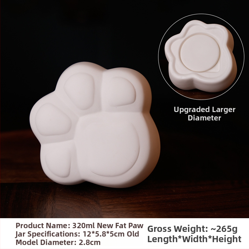 Recipient ceramic pentru ceai cu amprente de lăbuțe de pisică, capac sigilat, logo imprimat, stil modern minimalist