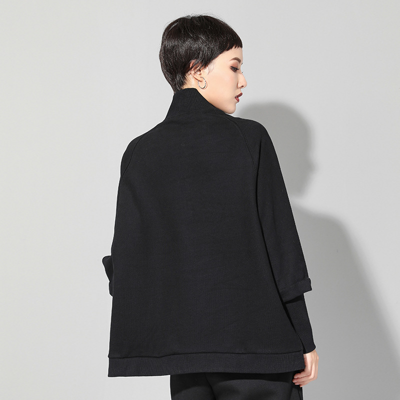 Ženska majica sa zipom, pamuk-nylon smjesa, raglan rukavi, stojeći ovratnik, udoban kroj
