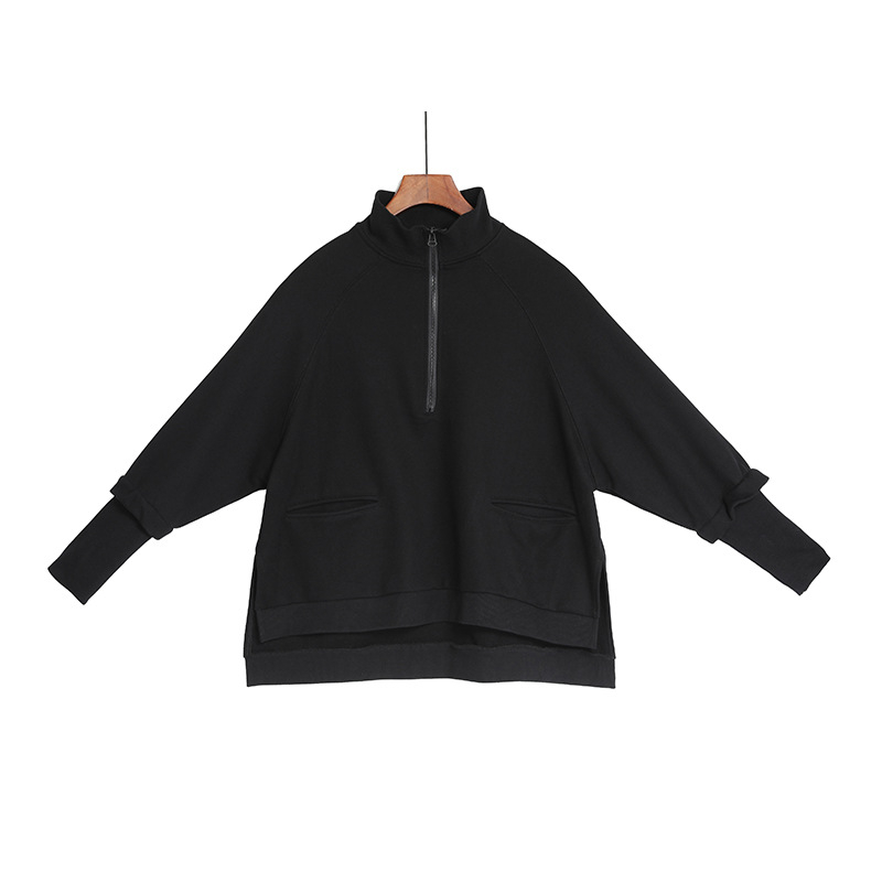 Ženska majica sa zipom, pamuk-nylon smjesa, raglan rukavi, stojeći ovratnik, udoban kroj