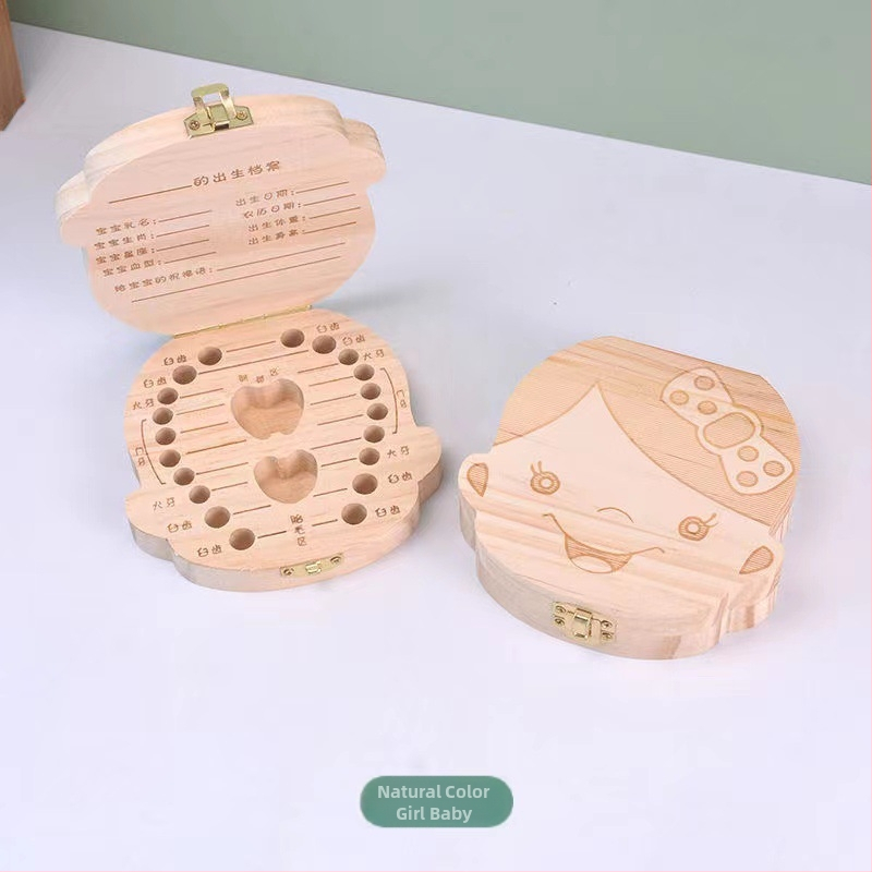 Drevena kutija za uspomene na zube i kosu djeteta – porijeklo Shandong, za djecu 4–6 godina, za dječake i djevojčice