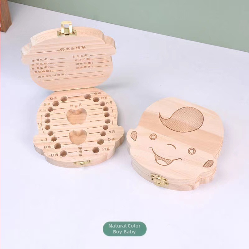 Drevena kutija za uspomene na zube i kosu djeteta – porijeklo Shandong, za djecu 4–6 godina, za dječake i djevojčice