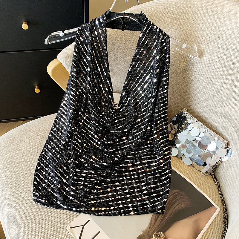 Ženska majica bez rukava, pletene, uski kroj, vrlo kratka duljina ≤40 cm