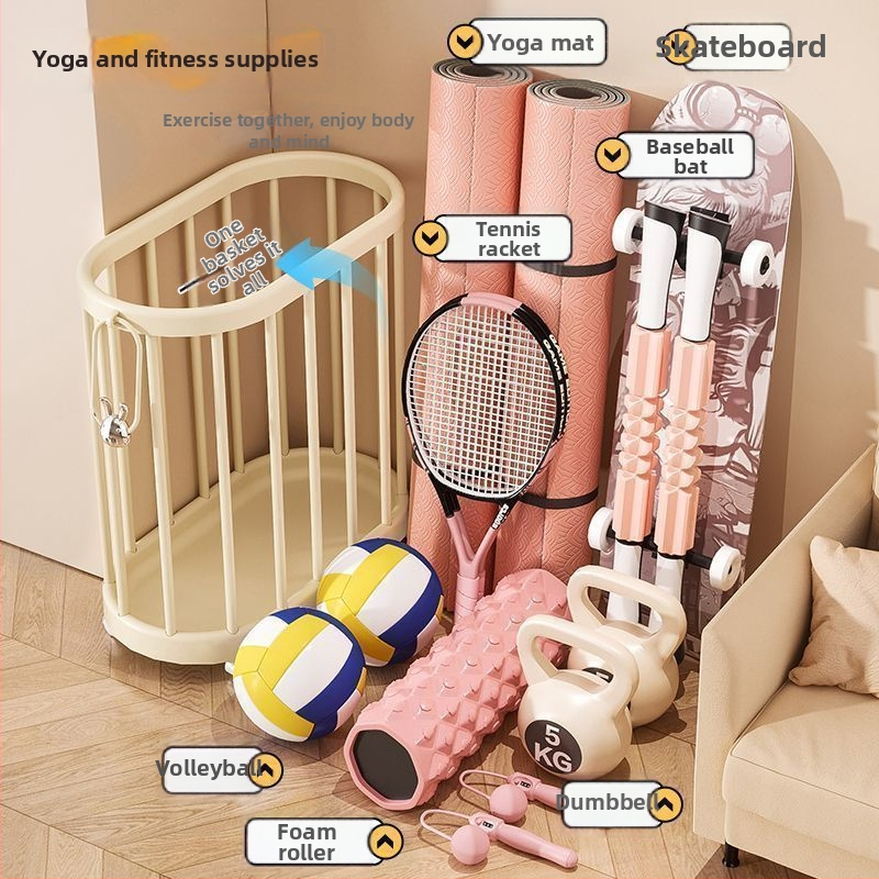 Многоетажна метална стойка за съхранение на баскетболни и футболни топки и детски играчки, подходяща за вътрешна употреба