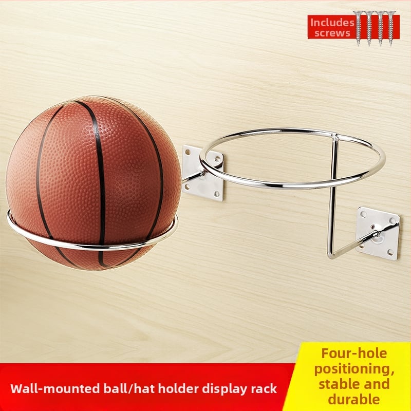 Suport de perete din fier pentru mingi, cârlig unic, design modern minimalist, încărcare maximă 5 kg, potrivit pentru mingi de baschet și fotbal