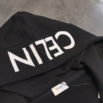 Βαμβακερό φούτερ με κουκούλα, φερμουάρ, εκτύπωση με κείμενο, χαλαρή γραμμή, ιαπωνο-κορεατικό casual στυλ