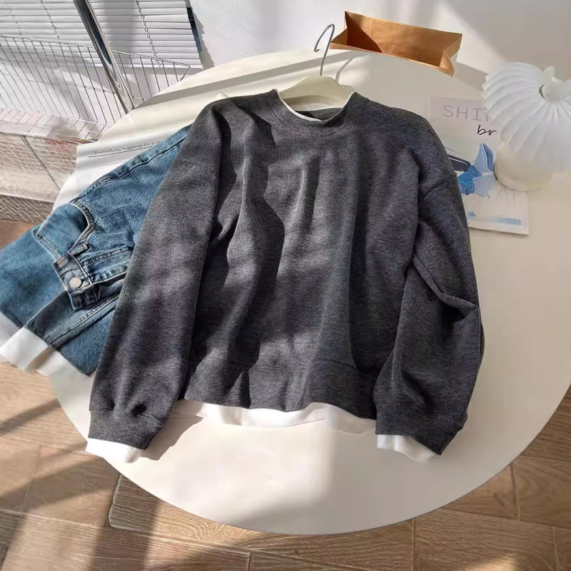 Ženski pulover-svijet s blok motivom, od viskoznog vlakna, glavni materijal <30%, okrugli ovratnik, gradski svakodnevni stil