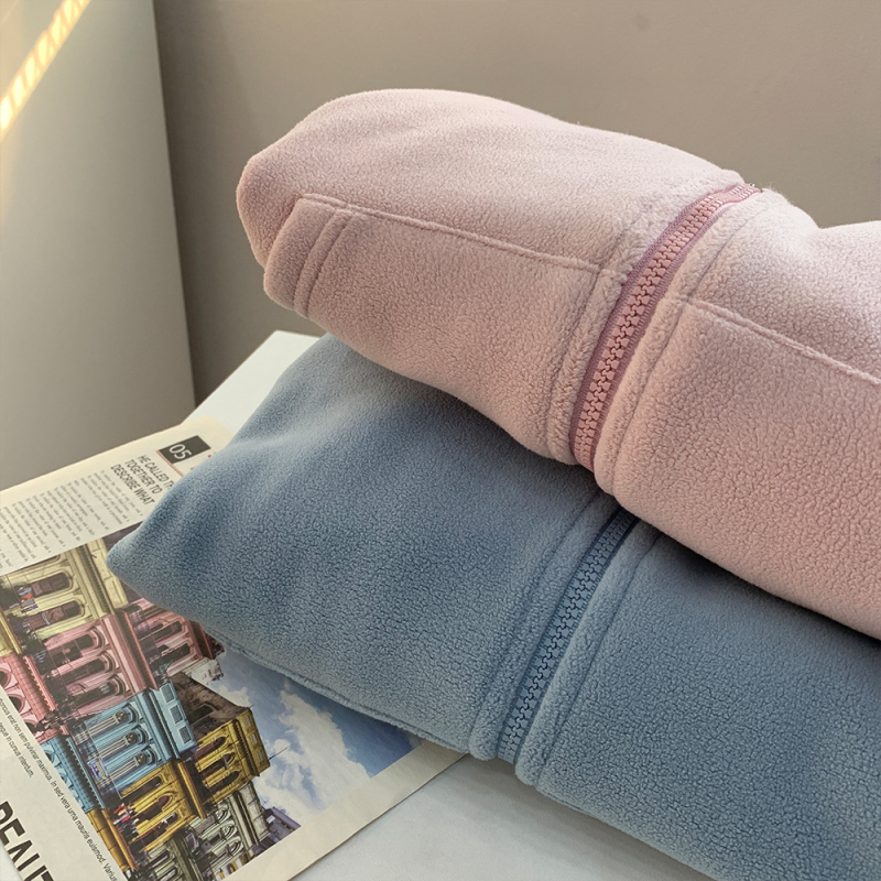 Γυναικείος φούτερ με κουκούλα και φερμουάρ, διπλής όψεως βελούδο, φαρδιά γραμμή, πυκνό ύφασμα, φθινοπωρινό-χειμερινό