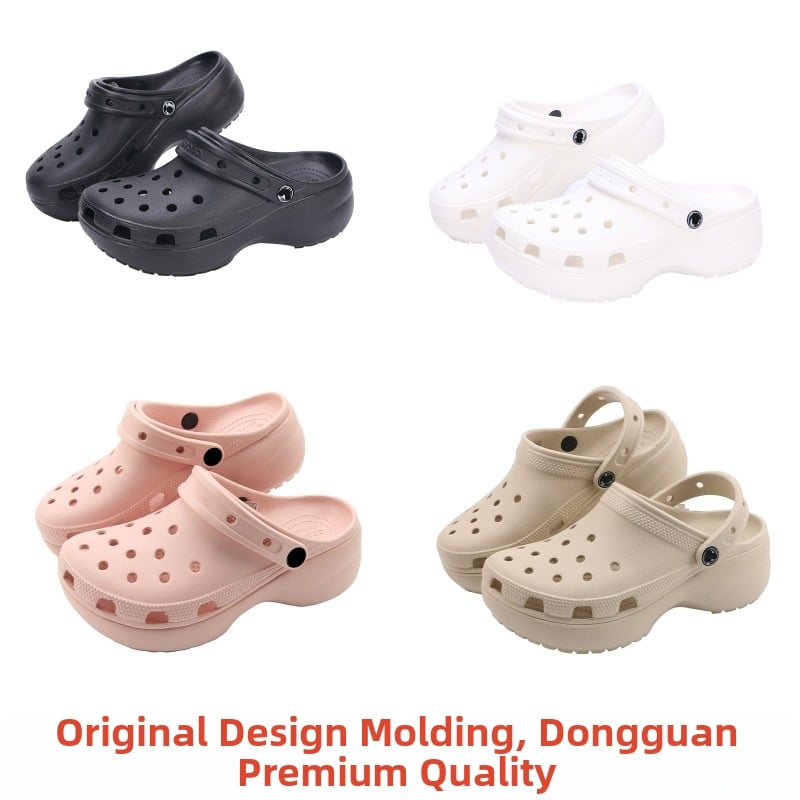 Sandale EVA Crocs pentru femei, cu partea superioară în aspect noros, toc mediu, talpă groasă 4 cm, antiderapante, exterior, vară 2023